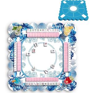 Thenshop Floating Mahjong Table for Pool Floating Game Table for Poker Cards Dominoes Summer Water Game Tray for Hot Tub Lake Beach Party 30 x 30 Inch(Palm Leaves), 75 x 75 cm