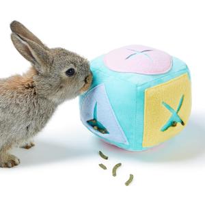Large Rabbit Foraging Toy with Bell, Washable Puzzle Feed Game Rabbit Toy for Bunnies Boredom, Snuffle Ball Treat Dispenser Exercise Bunny Enrichment Toys, Bunny Toys for Indoor Bunnies(Random Color) (1pc)