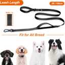 TwoEar 5FT 1IN Strong Black Dog Leash with 2 Padded Handles, Traffic Handle Extra Control, Comfortable Soft Dual Handle, Auto Lock Hook, Reflective Walking Lead for Small Medium and Large Dogs