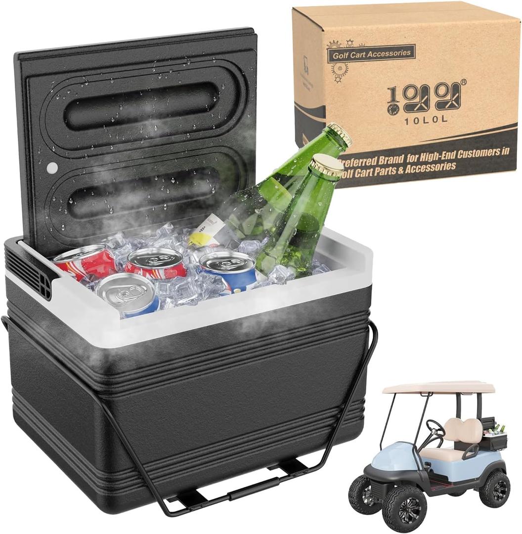 10L0L Golf Cart Cooler with Mounting Bracket Kit Caddy Fits Yamaha Club Car and EZGO, Portable 48H Cooling Golf Cart Ice Chest 102588101 103886801, 6.89"