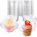 NPLUX 200 Pack Individual Cupcake Containers Plastic Cupcake Boxes Cupcake Holders Stackable Deep Dome Cupcake Carrier