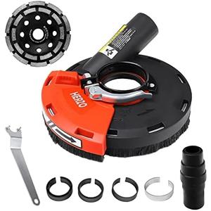 HERZO Surface Grinding Dust Shroud for Angle Grinder, Universal 4.5"/5" + Diamond grinding cup wheel 5 inch