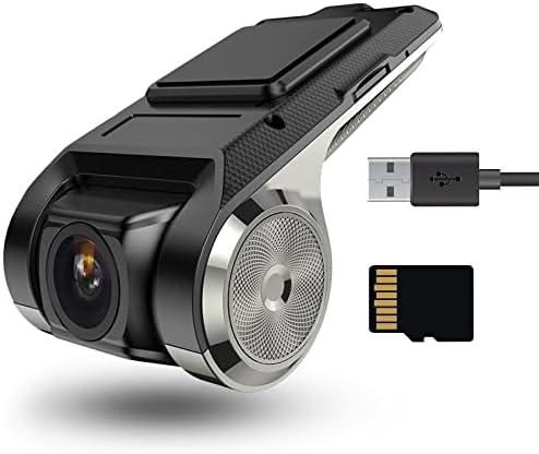 Hikity USB DVR On-Dash Camera - Loop Recording Dash Camera for Cars with 32GB SD Card 24H Parking Mode Driving Recorder LDWS FCWS Dash Cam for Android Radio Stereo GPS DVD