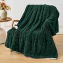 Electric Heated Throw Blanket - Jacquard Shaggy Sherpa 50"x60" Fast Heating Bed Blankets with 6 Heating Levels & 4 Hours Auto Off, Over-Heated Protection ETL, Dark Green