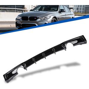 Gloss Black Rear Diffuser FIT 2012–2018 BMW 3 Series F30/F31 330i 335i 340i M Sport – M-Tech Single Muffler Dual Out Bumper Lower Lip – Exterior Styling Upgrade