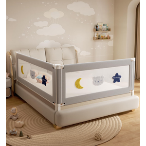 2 Piece Bed Rails for Queen Bed, No-Drill Needed Baby Bed Rail Guard for Toddlers with Height Adjustable, Thickened Child Safety Side Railing Guards/Bedrail for Kids, White/Grey, 60x78.7Inches, 2 Sides for Queen Size