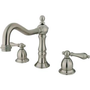Kingston Brass KS1978AL Heritage Widespread Lavatory Faucet with Metal lever handle, Brushed Nickel