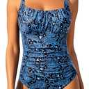 Aqua Eve One Piece Bathing Suit for Women Tummy Control Swimsuit Slimming Vintage Swimwear (XL)