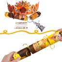 10Pack 10" Thanksgiving Non-Snap Party Favors - Turkey Design With Thanksgiving Hat, Joke and Gift For Adults