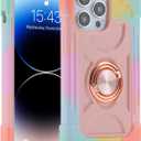 MARKILL Compatible with iPhone 14 Pro Case 6.1 Inch with Built-in Ring Stand, Military Grade Drop Protection Full Body Rugged Heavy Duty Case 3 in 1 Protective Durable Cover. (Rainbow Pink)