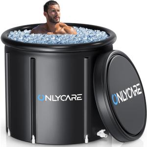 ONLYCARE Upgrade XXL 135 Gal Ice Bath Tub for Athletes - Cold Plunge Tub with Cover - Multiple Layered Cold Water Portable Ice Pod for Therapy Recovery at Home Outdoor Gym Use (Black)