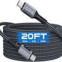 USB C to USB C Cable 20Ft, 20Gbps Data Transfer, 240W PD Fast Charging, 4K@60Hz Video Support, Durable Braided Nylon, Type C Compatible for iPhone 17, MacBook Pro Air, Portable Monitor
