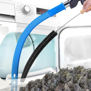 2 Pieces Dryer Vent Cleaner Kit Compatible with Most Vacuum Cleaner, Flexible Dryer Lint Brush and Dryer Vacuum Hose Attachment, Lint Remover Cleaning Tools, Blue