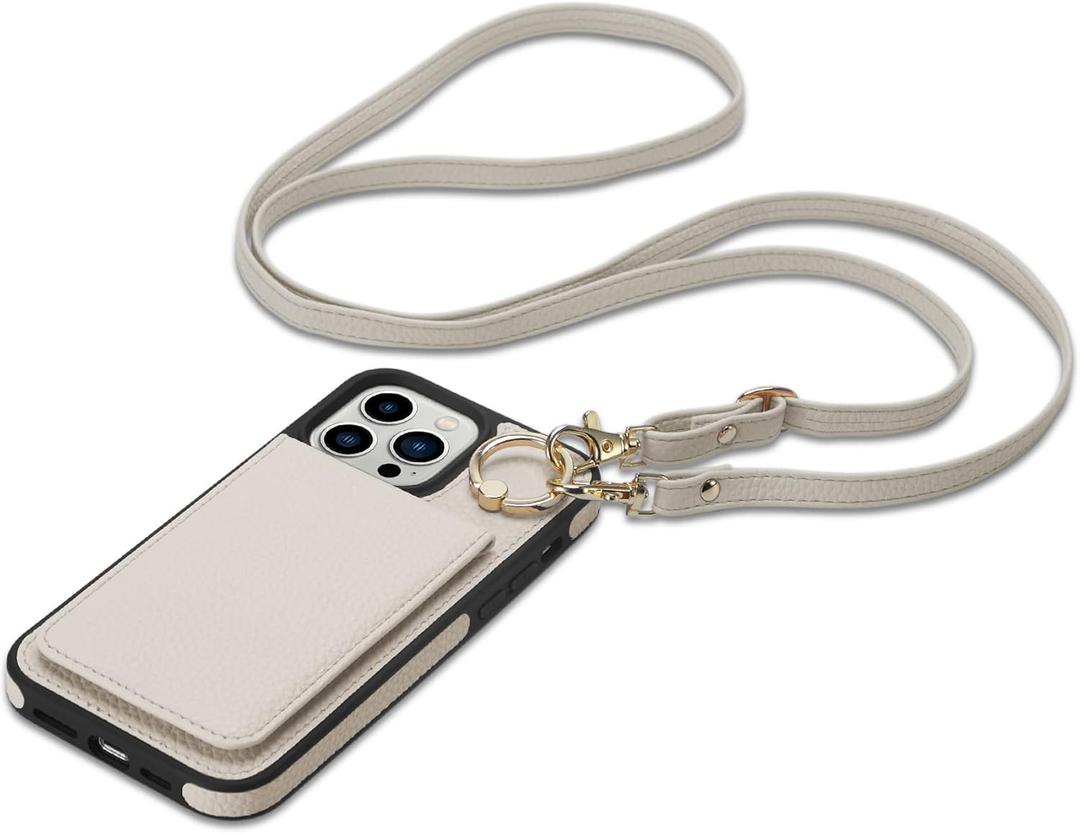 Keallce Case for iPhone 14 Pro Max 6.7'', Detachable Crossbody Wallet Case with RFID Blocking Card Holder, 360Stand Ring, Flip Leather Phone Cover Lanyard Shoulder Women for iPhone 14 Pro Max, Beige