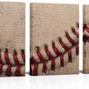 Artsbay Baseball Wall Art Set Close Up Details of Baseball Stitching Sports Modern Retro Rustic Artwork for Men Kids Teenagers Boys Bedroom Decor Home Club Decoration 12" Wx16 H x3PCS
