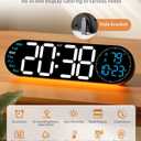 17.2 Inch Large Digital Wall Clock with 9 Color Changing Remote Control, Date Week Temperature, Auto Brightness Dimmer Big Clock Night Lights,Blue