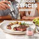 Electric Salt and Pepper Grinder Set: Automatic Battery Stainless Steel Pepper Mill Shakers with LED lights, Rechargeable Salt Grinder With 6 Adjustable Coarseness For House Warming Kitchen Cooking