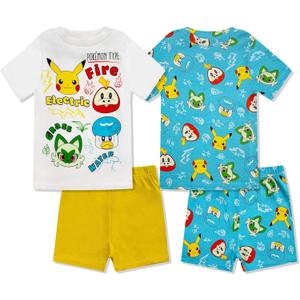 Pokmon Boys Pajama Set - 4 Piece Short Sleeve & Shorts Pajama Set - 100% Cotton PJs, Snug-Fit Kids Summer Pajamas, size 10