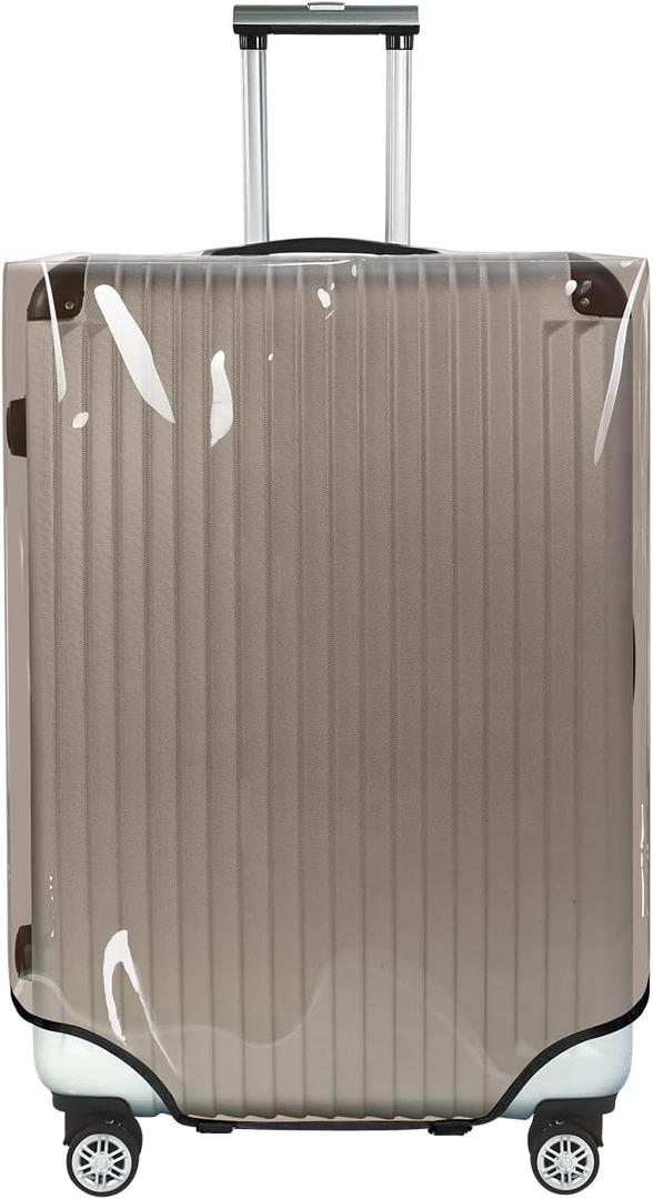 Explore Land Clear Luggage Cover Tough Protector Fits for 27-29 Inches Suitcase for Travel Airplane (PVC Gray, L)
