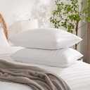 JELLYMONI 2 Pack White Pillowcases Standard Size, Soft Microfiber Striped Tufted Pillow Covers with Envelope Closure (Pillows are not Included)