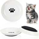 3-Pack Ceramic Cat Food Bowls, Wide Shallow Dish & Anti-Whisker Fatigue, Nonslip Silicone Base for Indoor Cats & Kittens, for Wet/Dry Food & Water