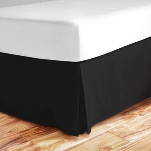 Split Corner Bed Skirt 16 Inch Drop Full Size 100% Natural Cotton Wrinkle and Fade Resistant Full Size, Black Solid