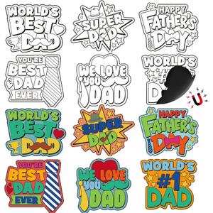 SYUCVQI 36 Set Father's Day Magnets Craft for Kids, Color Your Own Fathers Day Magnets Craft Best Dad DIY Crafts Kit Gifts for Happy Father's Day Dad's Birthday Party and Fun Home Activities