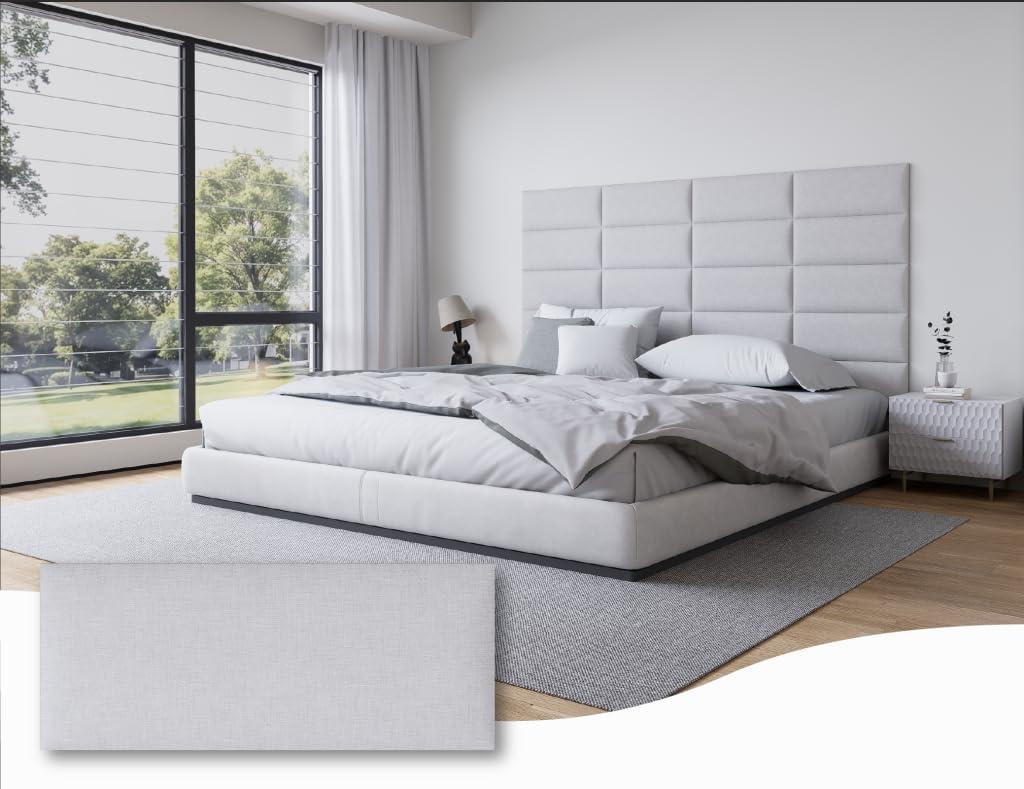 Peel and Stick Upholstered Headboard Queen Size, 9 Panels
Interior Wall Panels for Bedroom, 3D Soundproof Tufted Fabric Headboard,Wall Mounted Headboards, 10"x24" Light Grey