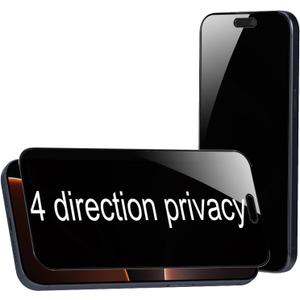 2 Pack 360 Degree Privacy Tempered Glass for iPhone 16 Pro Max Anti-Spy 4 Directions Screen Protector Film 4 Sides Anti-Peeping 6.9 inch