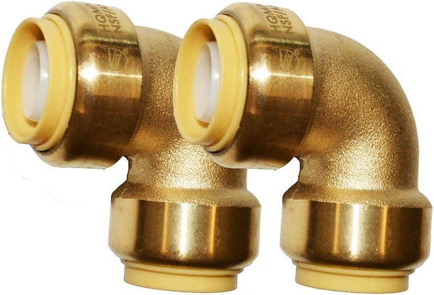 HQMPC Pex Fitting 3/4" Pex ElbowPushFit Elbow 90-Degree -PEX Fitting 3/4" 90 Degree Elbow Push-to-Connect Plumbing Fitting for Copper, PEX, CPVC (2pcs 3/4")") (0.75 Inch)