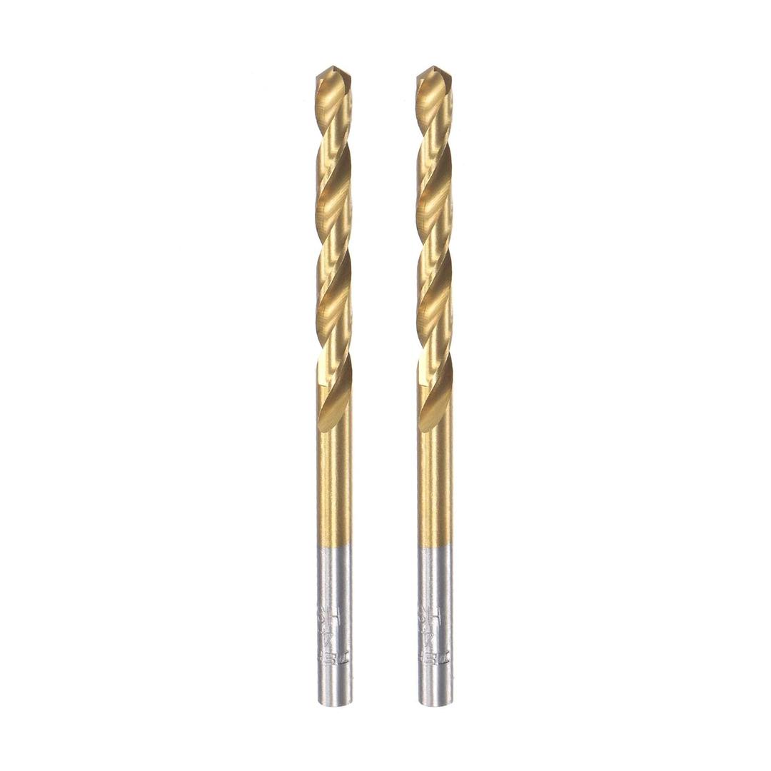 uxcell High Speed Steel Straight Shank Twist Drill Bit Fully Ground Titanium Coated 4.1mm Drill Diameter 75mm Total Length 36mm Drill Bit Length 2 Pcs