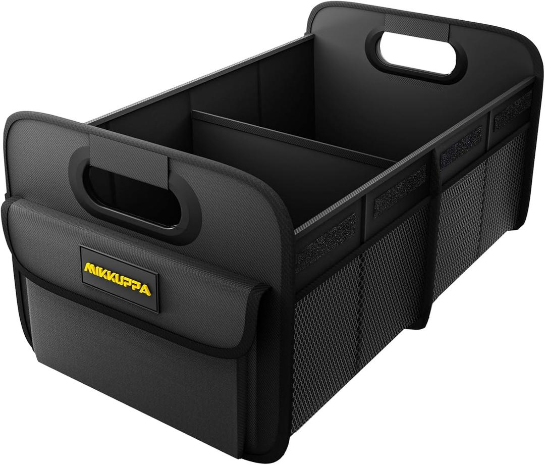 MIKKUPPA Car Trunk Organizer - 75L Collapsible Trunk Organizer for Groceries, Trunk Storage Organizers for SUV Auto Truck Van with Non Slip Bottom (Black) (Large)