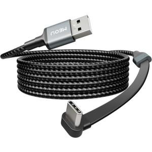 USB A to USB C Cable 6ft, 60W USB to USB C Fast Charging Cable, Right Angle USB C Cord Nylon Braided for iPhone 17/16/15, iPad Pro, Samsung Galaxy S21/S22/S23/S24, Note 20 10, Pixel 8, Nintendo etc.