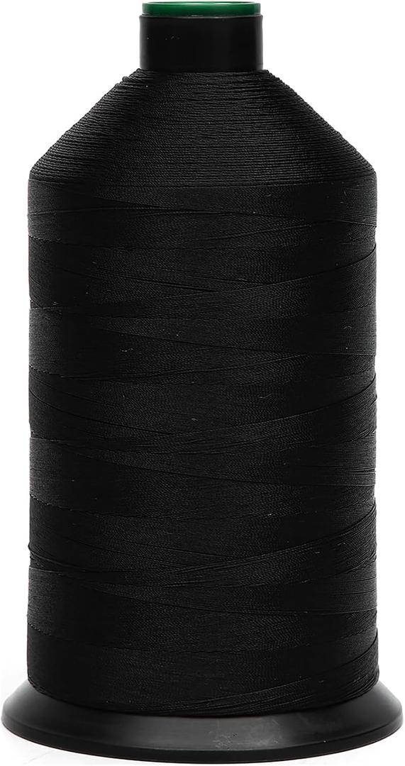 Extra Strong Bonded Nylon Thread #69 Tex70 – 16 OZ, 6000yds, Versatile Stitching Solution for Leather, Upholstery, Canvas Repair and More (Black)