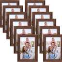 Giftgarden 4x6 Picture Frame Brown Set of 12, Multi Rustic Walnut Wood-Color 4 by 6 Photo Frames Bulk for Wall or Tabletop Display
