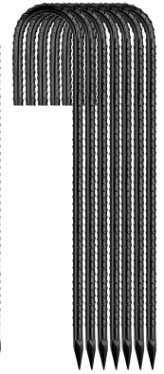 Ground-Stakes-Heavy-Duty-12 inch, J-Hook Rebar Stakes Black Coated Anti-Rust 5pcs Garden Stakes Metal Ground Anchors for Garden Dog Fence Chicken Coop Christmas Decorations Deer Fence