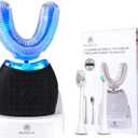 Ultrasonic U-Shaped Toothbrush for Teeth Whitening, Electric Toothbrush for Adults 360-degree Cleaning,3 Brush Heads, Wireless Charging and IPX7 Waterproof Kit for Travel or Home(Black)