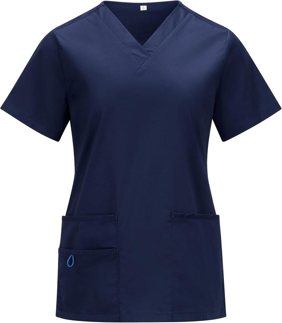 Women's V-Neck Scrub Top with 3 Pockets  Comfortable, Durable, Stretch Medical Uniform