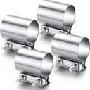 4 Pcs 3 Inch Exhaust Clamp Stainless Steel Exhaust Pipe Muffler Clamp Butt Joint Band Sleeve Coupler for Pipes Muffler Connections, Catalytic Converters