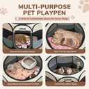 Dog Cat Small Animal Puppy Playpen Crate with 2 Blankets, Medium, Grey