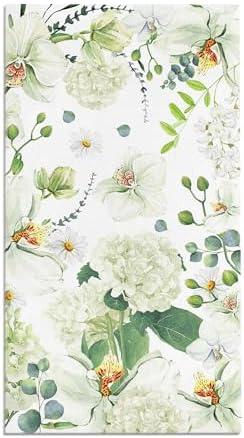 80PCS White Floral Guest Paper Napkins Flowers Blossom Hand Disposable White Frower Guest Napkins Dinner Napkin Wildflower Greenery Dinner Paper Napkins for Spring Flowers Party Supplies