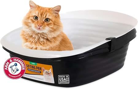 Arm & Hammer Large Sifting Litter Box Scoop Free Cat Litter Tray with Microban, Made in USA