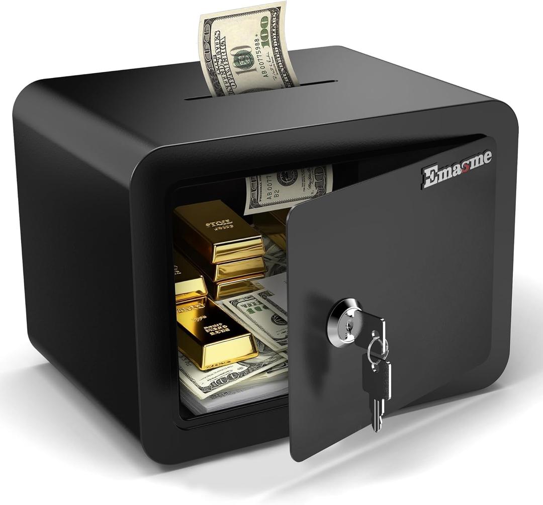 Small Safe, Locker Safes with Key and Coin Slot, Little Safes for Money, Cheap Home Safety, Small Hidden Safe, Savings Box with Key Mini Security for Home, Office, Travel, Pets0.23 Cubic
