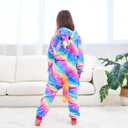 FZOSM Cute Girls Unicorn Halloween Costume Cosplay Onesie (7-8 Years, Blue/Pink)