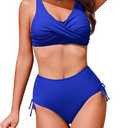 AI'MAGE Women's High Waisted Bikini Set Tummy Control 2 Piece Swimsuit for Women Push Up Twist Front Bathing Suit 2025 L
