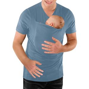 Baby Carrier Shirt V Neck Short Sleeve T-Shirts Skin to Skin T-Shirt with Pocket, Size XL