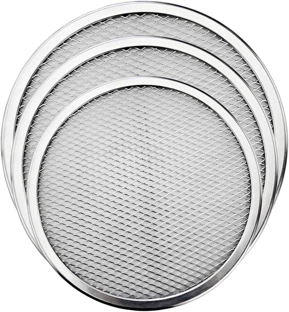 Pizza Screen, 3PCS Aluminum Alloy Seamless Pizza Screen Non Stick Mesh Net Baking Tray Cookware Kitchen Tool For Oven, BBQ 10 inch and 12 inch,14 inch Pizza Screen, 3PCS Aluminum Alloy Seamless Pizza Screen Non Stick Mesh Net Baking Tray Cookware Kitchen Tool For Oven, BBQ 10 inch and 12 inch,14 inch