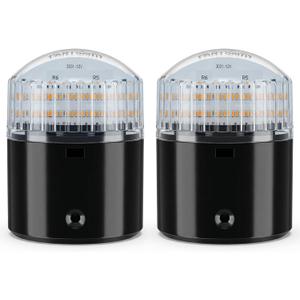 Partsam 2Pcs Red/Amber 24LED Boat Trailer Guide On Pole Light, IP67 Waterproof Top Post Lights,12V, Black