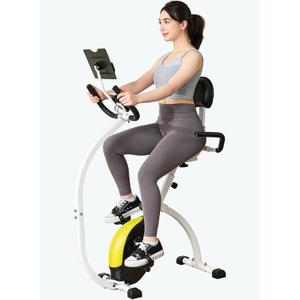 CUDOEEAI Ergonomic Recumbent Exercise Bike, Foldable Space-Saving, Quiet Magnetic Resistance, LCD Monitor & Tablet Holder for Indoor Cardio