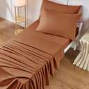 VACVELT 4PCS Cot Sheets, 31 x 75 Inch Caramel Pumpkin Cot Fitted Sheet, Ultra Soft and Breathable Microfiber Bed Cover Snug Fit for Narrow Twin/RV Bunk/Camper Bunk/Guest Beds/Trifold Mattress